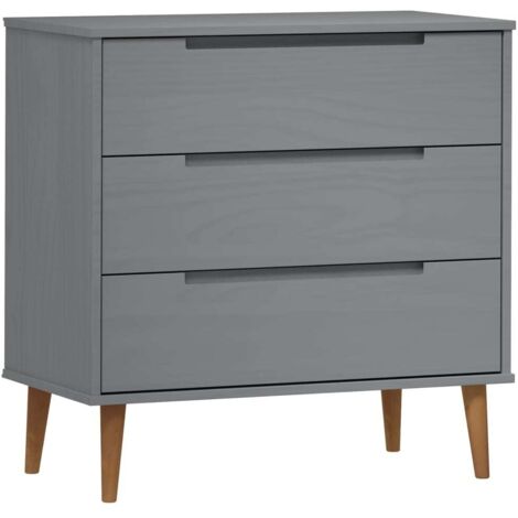Commode Armoire à tiroirs Design moderne, Armoire Etagère de rangement, MOLDE Gris 80x40x80 cm Bois de pin massif OIB7143E