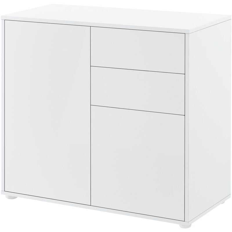 Commode avec 2 tiroirs 2 portes 74 x 79 x 36 cm blanc brillant