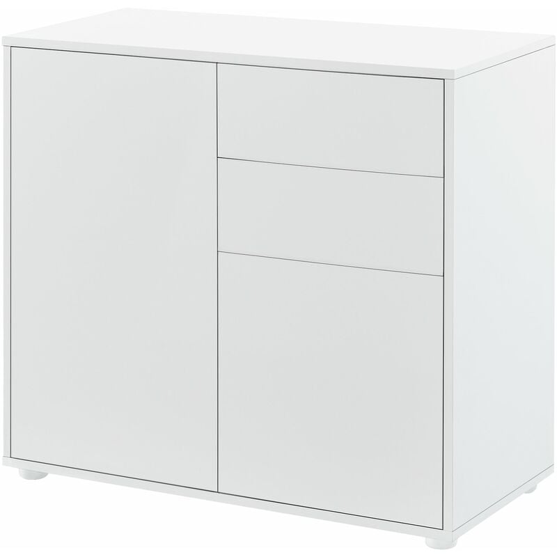 Helloshop26 - Commode avec 2 tiroirs 2 portes 74 x 79 x 36 cm blanc mat