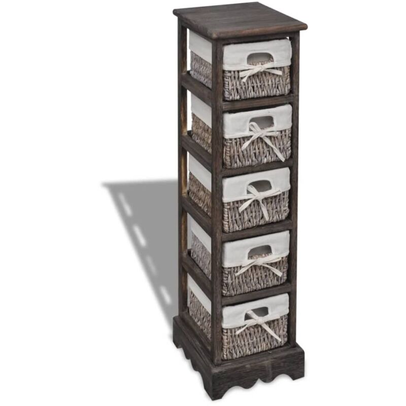 Vidaxl - tagère de rangement en bois 5 paniers en tissage Marron