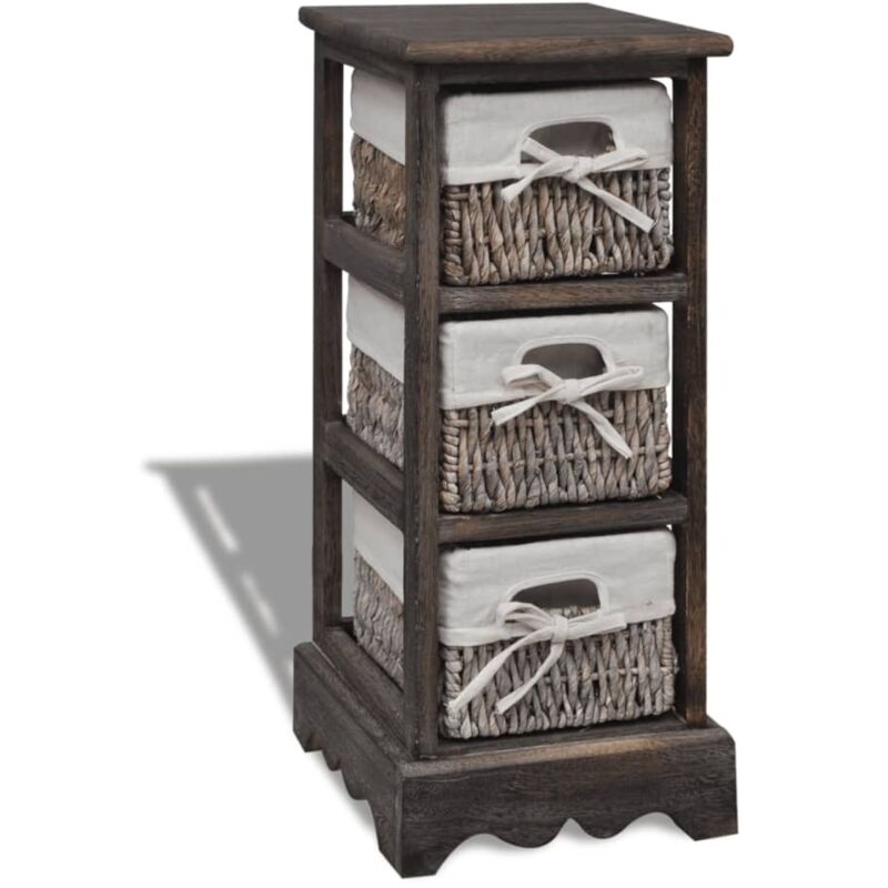 Vidaxl - tagère de rangement Bois Marron 3 paniers en tissage
