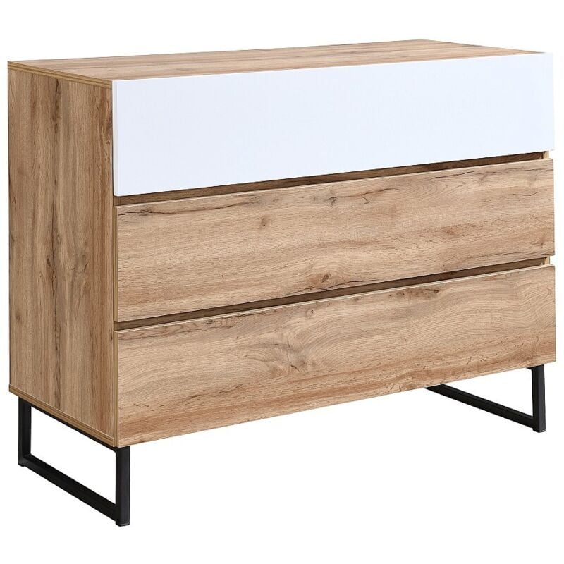 Vente-unique - Commode avec 3 tiroirs - Coloris : Naturel et blanc - cevania