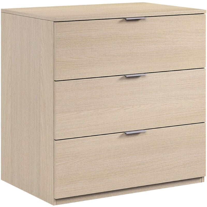 Commode 3 tiroirs couleur chêne sinfonier chambre à coucher chambre à coucher double meubles modernes 80x77x38 cm