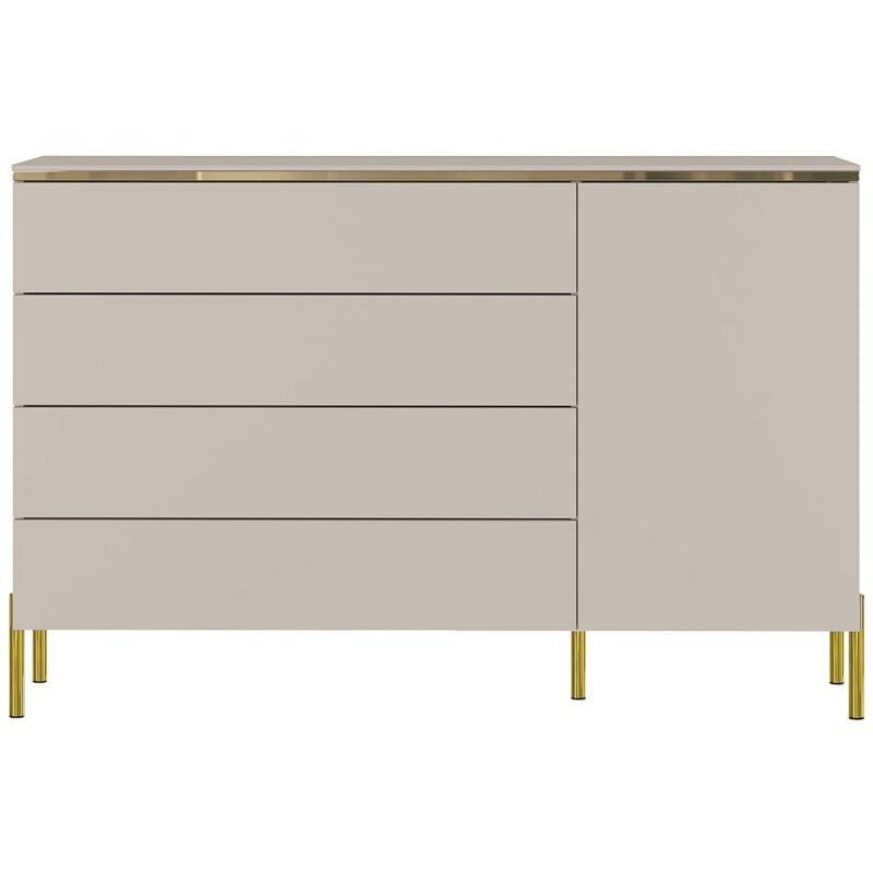 Commode avec 4 tiroirs et 1 porte - Beige et doré - vukia de Pascal Morabito