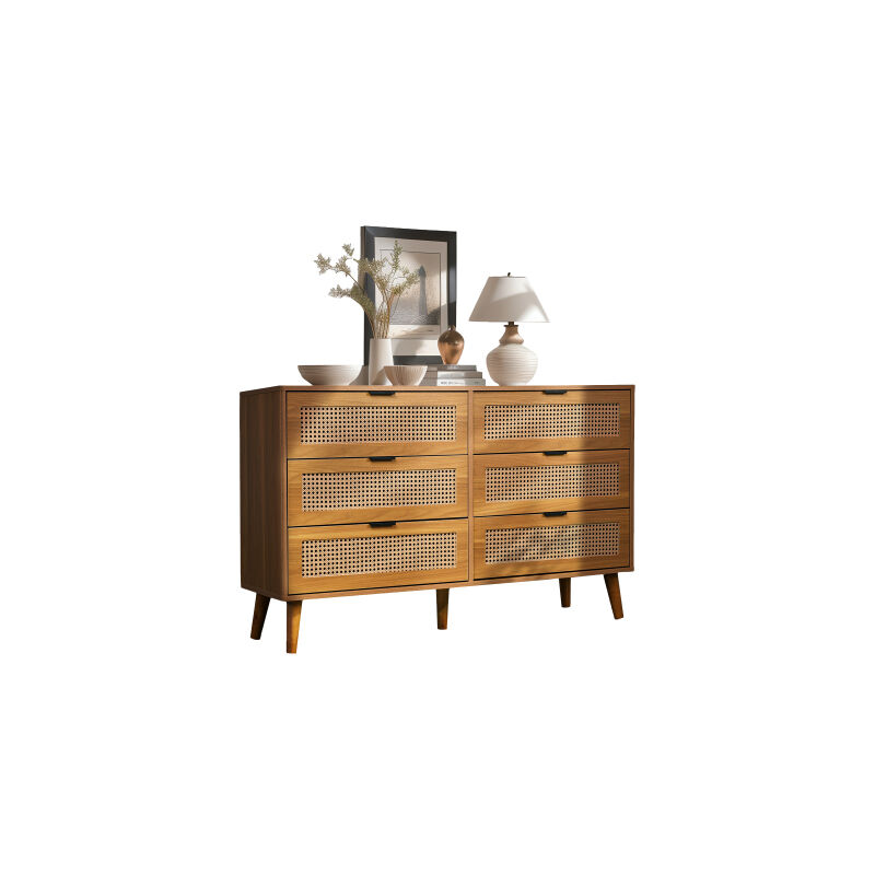 Commode avec 6 tiroirs, armoire à tiroirs en bois, armoire à tiroirs avec poignée en métal, pour chambre à coucher, salon, bureau, armoire à tiroirs