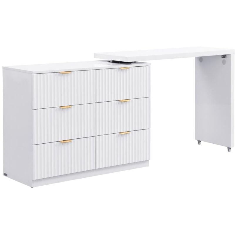 Commode avec angle pivotant 6 tiroirs - Blanc et doré - dranova de Pascal Morabito