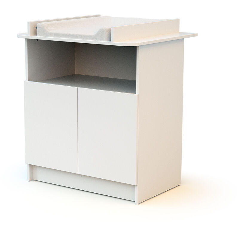 WEBABY - Commode à langer 2 portes, 1 niche en bois ALBA