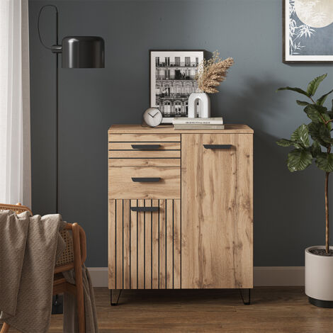Vicco – Commode avec 6 tiroirs marron 80 cm x 100 cm – Panneau de particules 16 mm – Revêtement mélamine – Rangement chambre ou salon