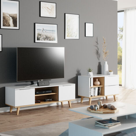 Vicco – Commode Nautica avec tiroirs – Blanc – 90 cm largeur x 61 cm hauteur – Panneaux de particules 16 mm – Revêtement en résine mélamine
