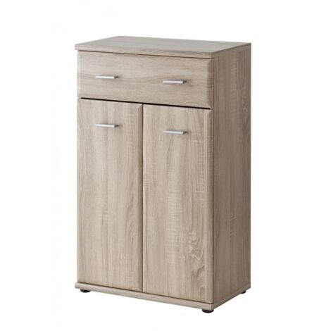 Commode avec un tiroir et deux portes ARMARIO coloris chêne sonoma 60x32x96 cm