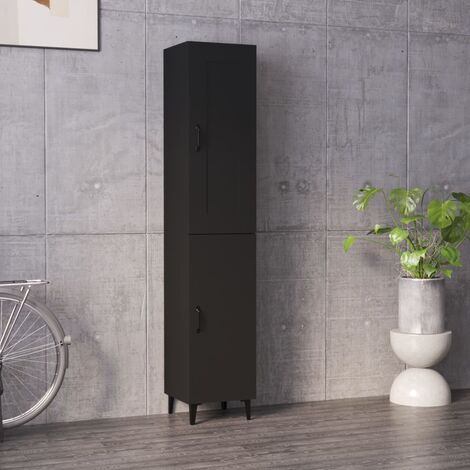 Commode Bahut style Contemporain | Buffet haut Noir 35x34x180 cm Bois d'ingénierie Meuble119524