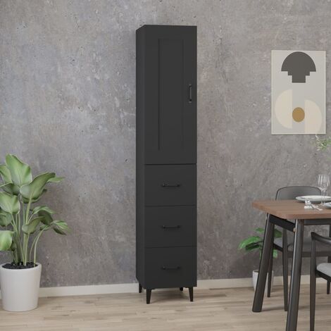 Commode Bahut style Contemporain | Buffet haut Noir 35x34x180 cm Bois d'ingénierie Meuble798027