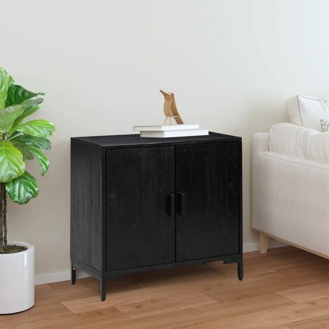 Commode Bahut style Contemporain | Buffet Noir 75x35x70 cm Bois de pin massif recyclé Meuble918677