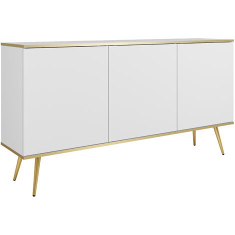 Commode Banff K160 - Blanche - Jambes Dorées - Largeur 160 cm, Hauteur 85 cm, Profondeur 39 cm