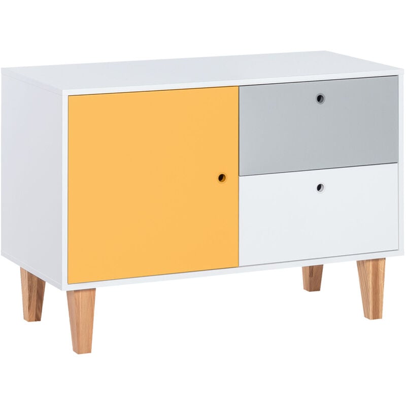Commode basse 1 porte 2 tiroirs Vox Concept Jaune