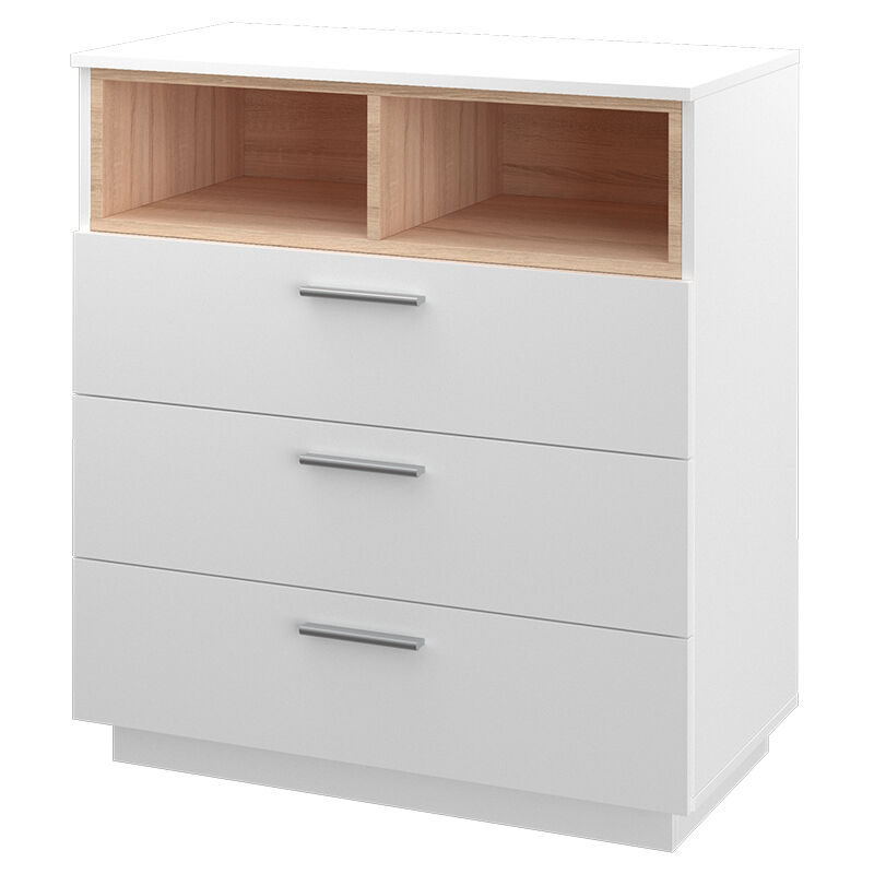 Commode avec tiroirs Beatrice, Blanc, 79.6 x 88 cm avec 3 tiroirs larges Vicco