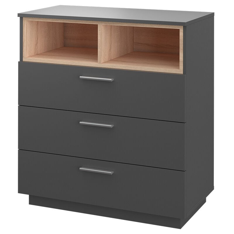 Commode avec tiroirs Beatrice, Anthracite, 79.6 x 88 cm avec 3 tiroirs larges Vicco