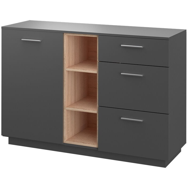 Commode avec tiroirs Beatrice, Anthracite, 126.8 x 88 cm, Vicco