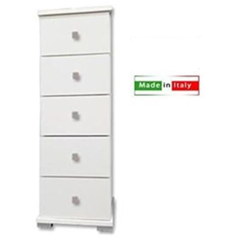 Commode bébé 5 tiroirs en bois blanc 32x32x93 cm