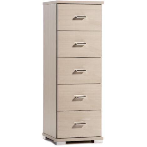 Commode bébé 5 tiroirs en chêne blanchi 32x32x93 cm