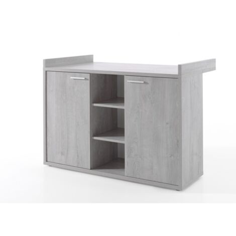 Commode bébé avec table à langer intégrée coloris gris effet bois collection MATHEO