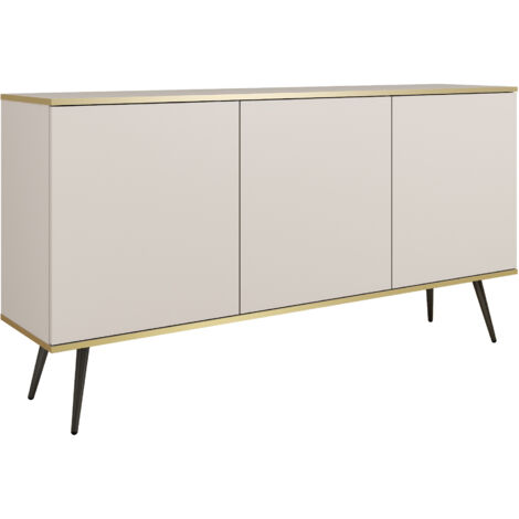 Commode : Beige, pieds noirs, 160 × 85 × 39 cm