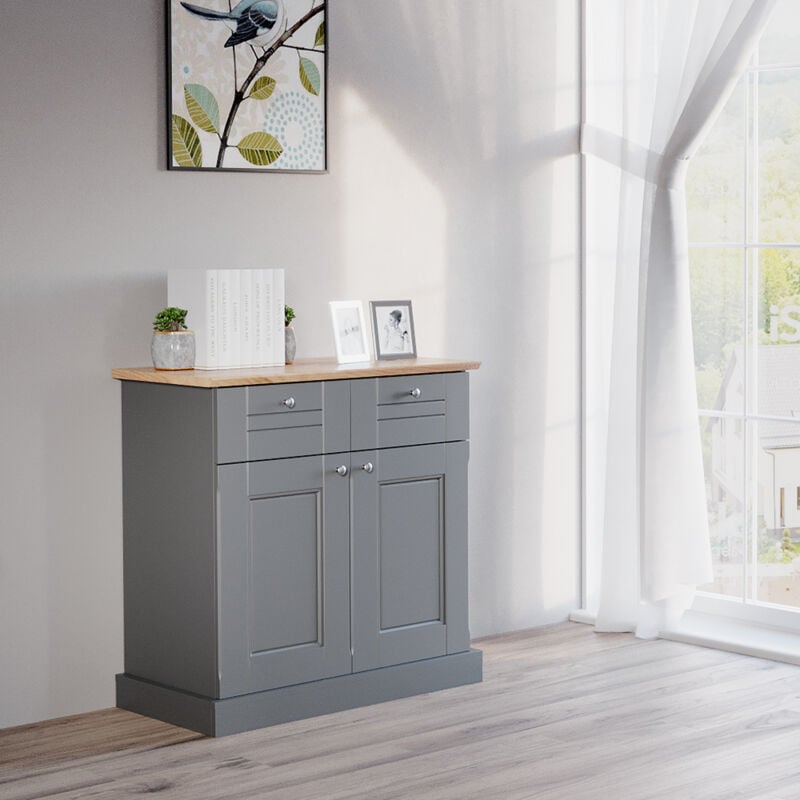 Vicco - Commode avec tiroirs Bergamo, Gris, 82.6 x 83.6 cm