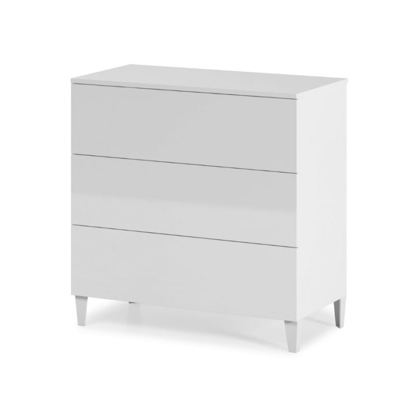 Caesaroo - Commode 80x40x80 cm blanc brillant avec trois tiroirs - Catania