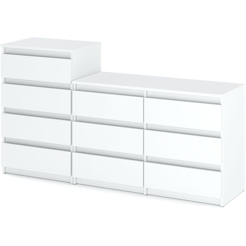 Commode 10 tiroirs 64 cm – Blanc mat – Panneau de particules haute qualité – Capacité 20 kg par tiroir – Style scandinave épuré