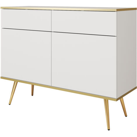 Commode : Blanc, pieds dorés, 107 × 85 × 39 cm