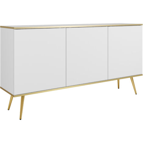 Commode : Blanc, pieds dorés, 160 × 85 × 39 cm