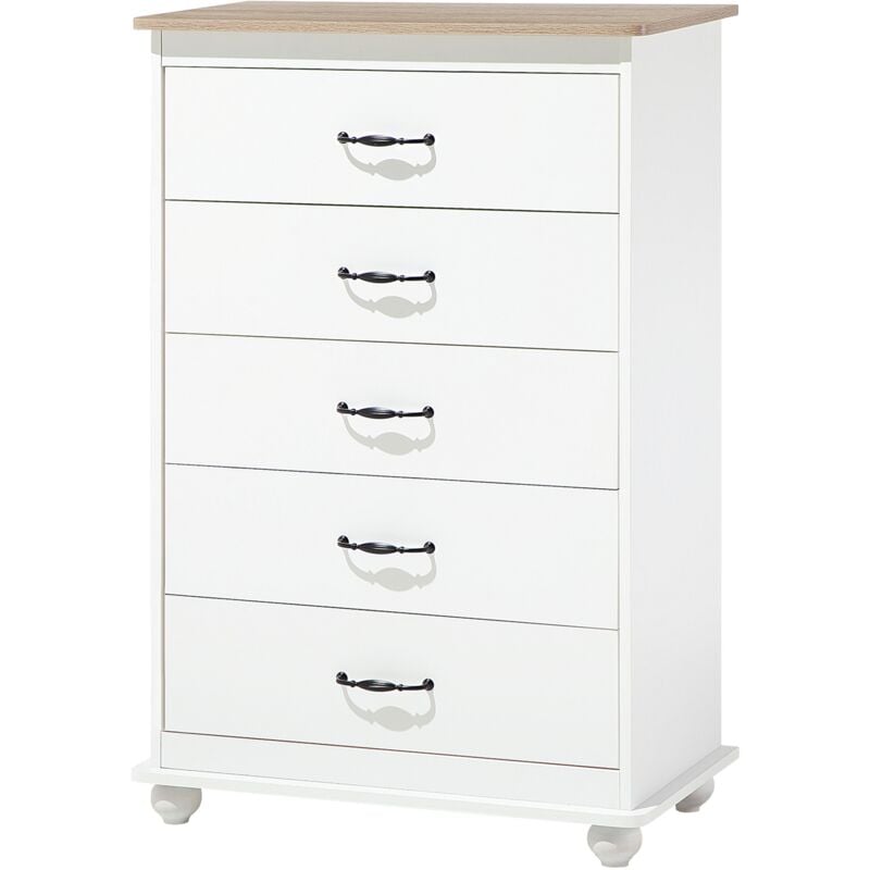Commode blanche 5 tiroirs SHARON