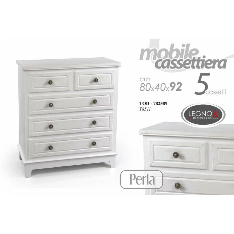 Commode blanche avec cinq tiroirs cm 80 x 40 x 92 h Commode blanche avec cinq tiroirs cm 80 x 40 x 92 h