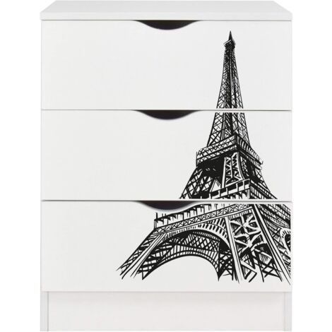 Commode blanche avec les tiroirs ROMA - Tour Eiffel