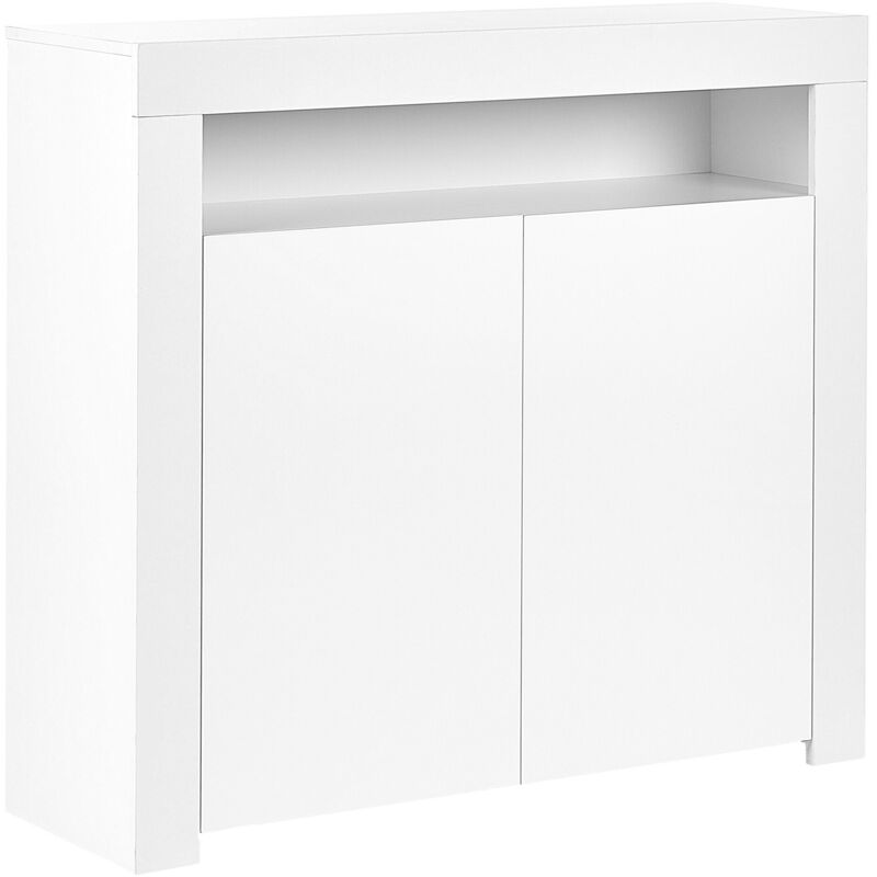 Beliani - Commode à 2 Portes 4 Etagères avec led blanc mat Rangement pratique Salon Covina