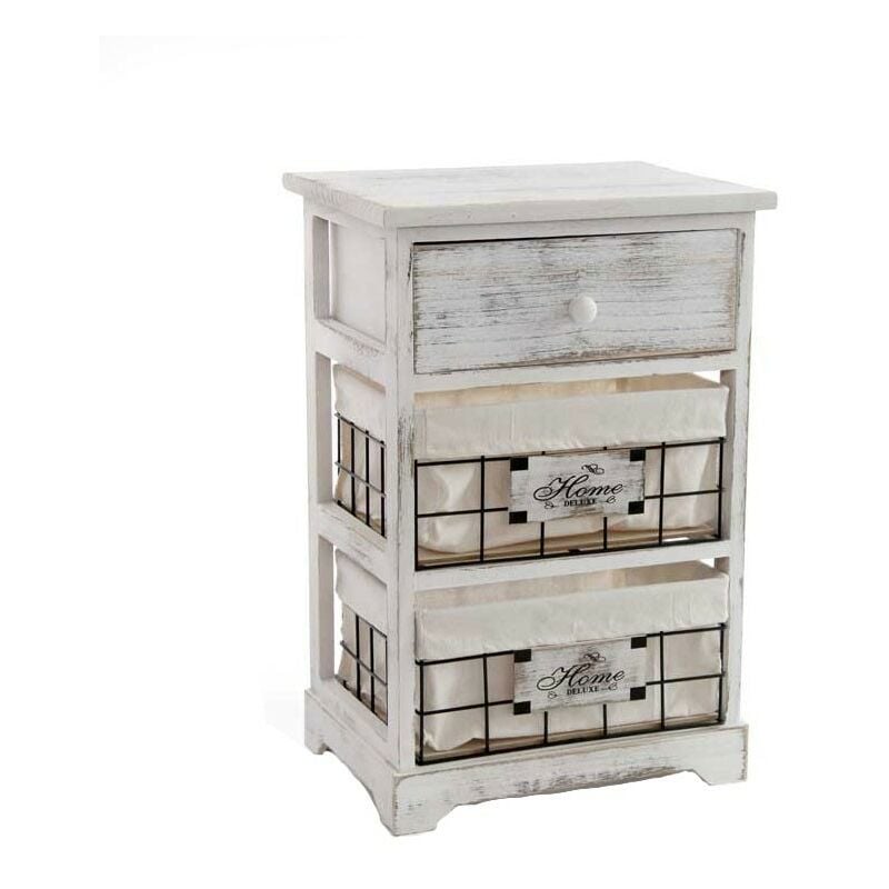 Commode blanche à la maison avec des paniers