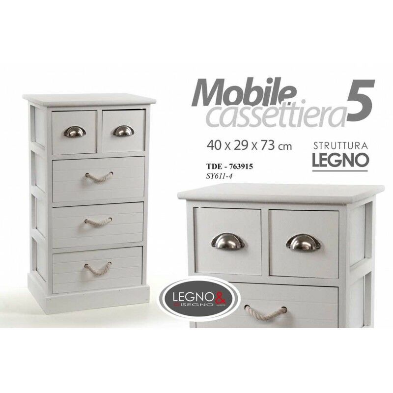 Commode blanche polyvalente en bois 40 x 29 x 73 cm Commode blanche polyvalente en bois 40 x 29 x 73 cm