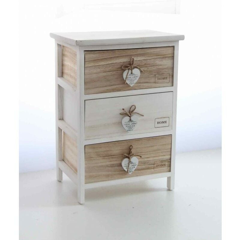 Commode en bois blanc shabby bicolore