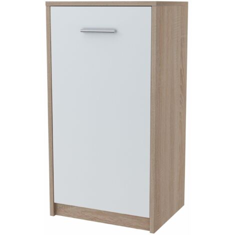 Commode BODO 1D BLANC-SONOMA étagère 40cm