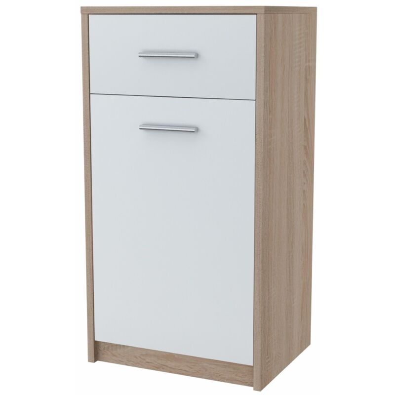 Buffet avec 1 porte et 1 tiroir Sonoma blanc - Meuble de Rangement Style contemporain - 40 x 35 x 75 cm