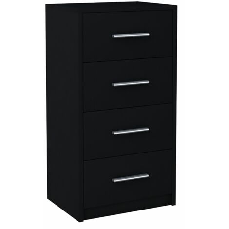 Commode BODO 4S NOIR 40cm étagère tiroirs