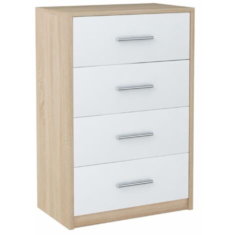 Commode BODO 60 cm 4S BLANC-SONOMA étagère