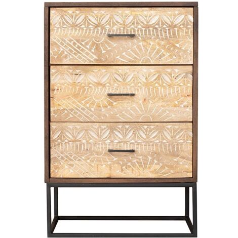 Commode bois et métal 55cm NOA - 55x42x85 cm - Kayu Meuble
