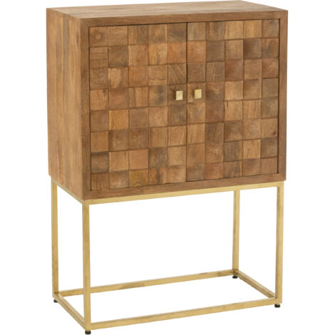 Commode bois manguier pied métal or 76x40x122cm
