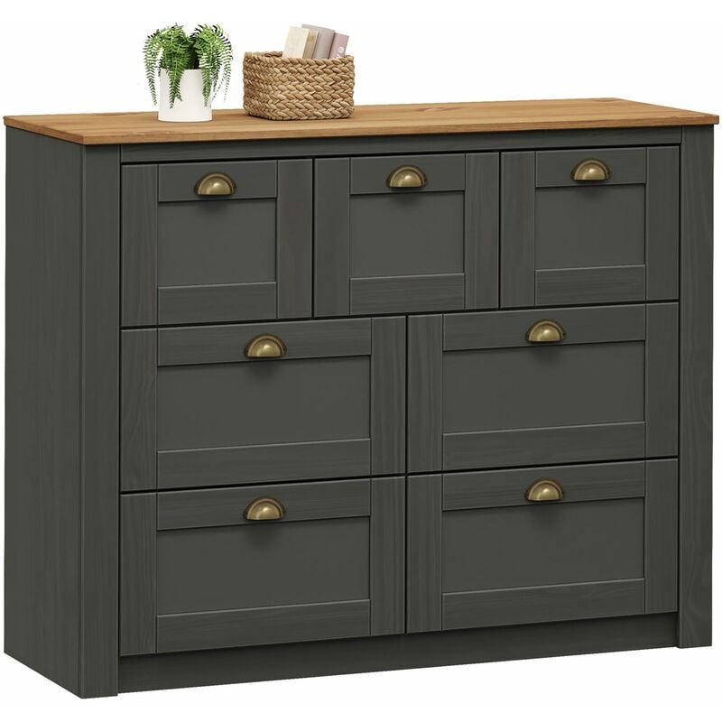Idimex - Commode chambre bolton l 110 cm en bois massif - Anthracite