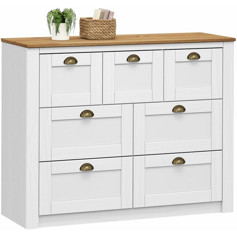 Commode chambre bolton l 110 cm en bois massif - Blanc