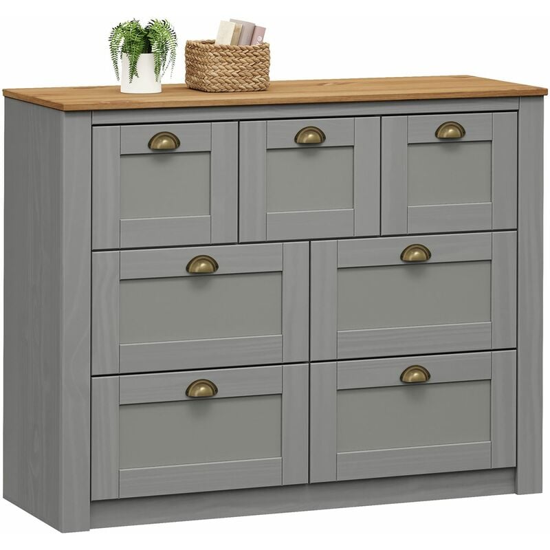 Idimex - Commode chambre bolton l 110 cm en bois massif - Gris