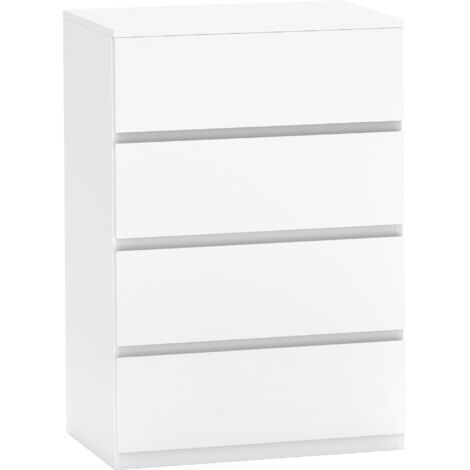 Commode, buffet, commode à 4 tiroirs, 55 cm x 33 cm x 80 cm, blanche