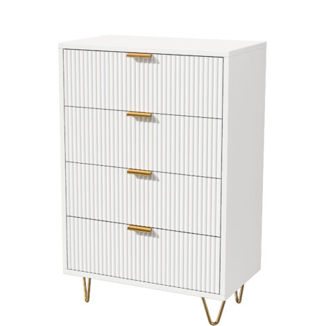 Commode, buffet, commode chambre, meuble de rangement, commode 4 tiroirs,pour salon/cuisine/salle à manger, 60x34x91cm, Blanc