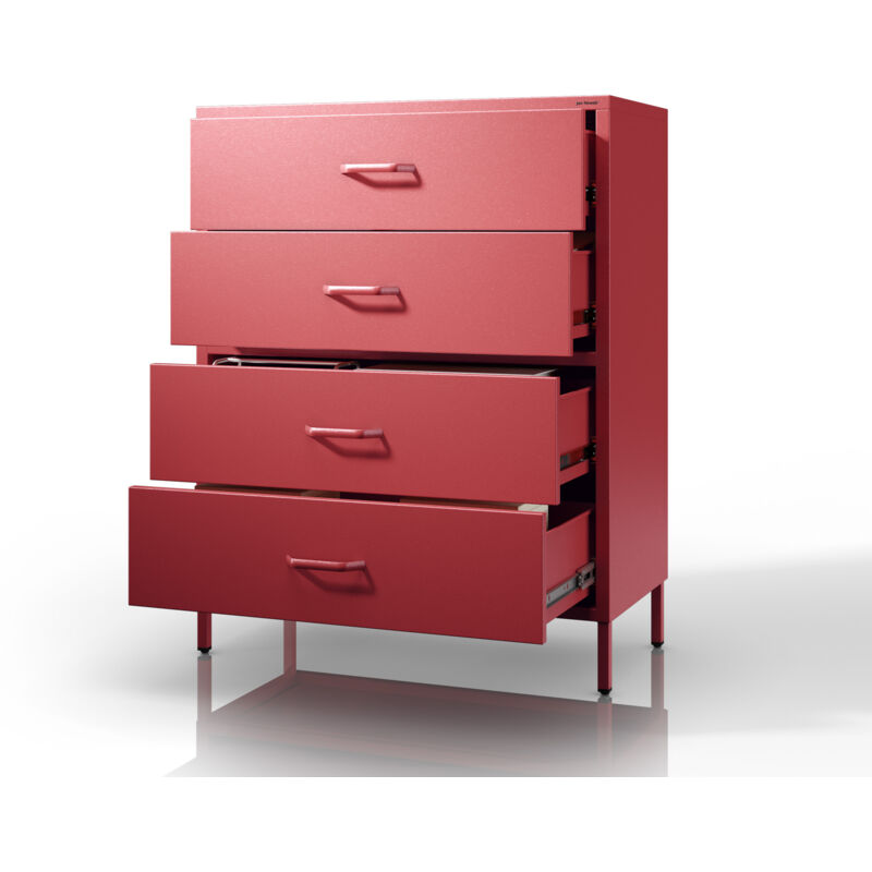 Commode 4 tiroirs CARLA, 800 x 1015 x 400 mm, Modern: rouge